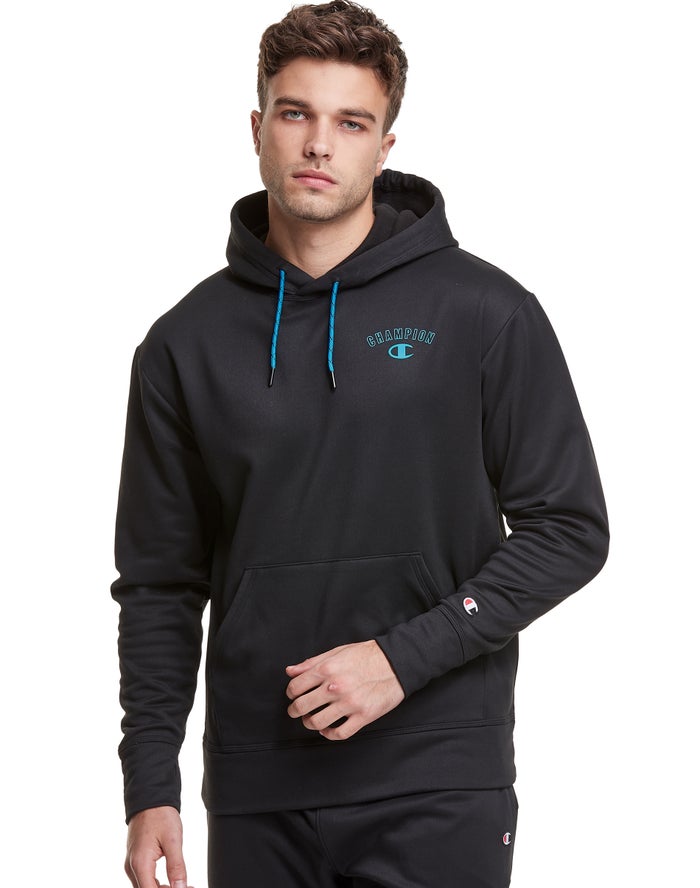 Champion Hoodie Heren - Zwart - Game Day Block Arch Logo ( 932508-HSM )